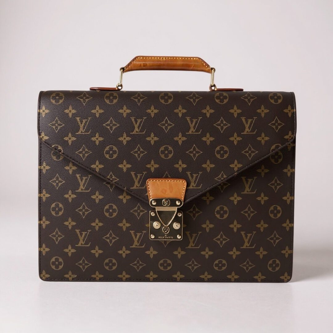 Stylish leather briefcase with handle