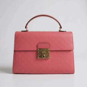 Gucci Pink Guccisima Leather Medium Padlock Top Handle
