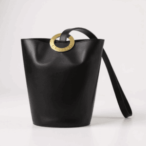 Céline Large Ring Black Leather Bucket Bag