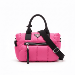 Pink Prada Calf-Trimmed Tessuto Bomber Tote